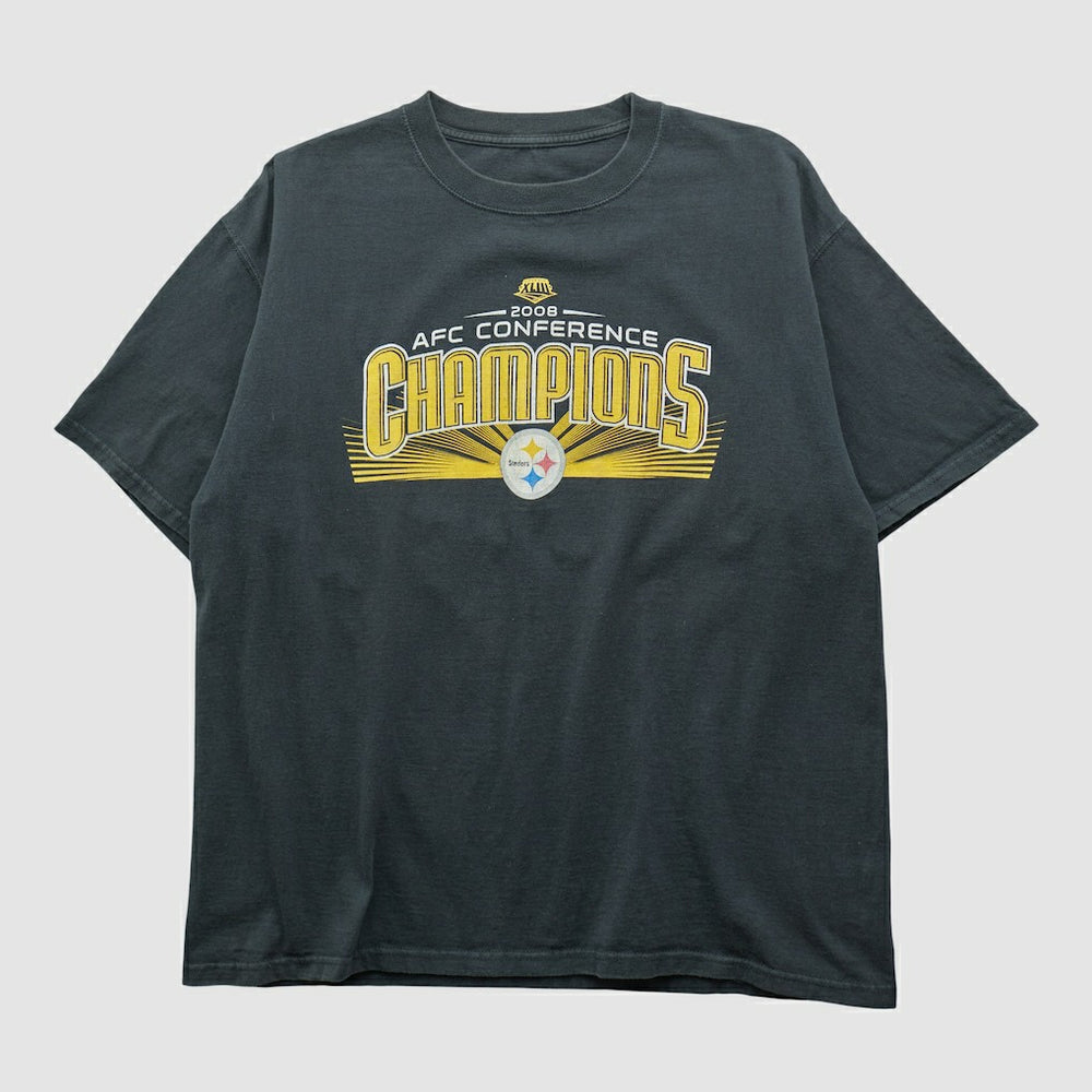 Pittsburgh Steelers 2008 T-shirt Black Vintage - Fanatics