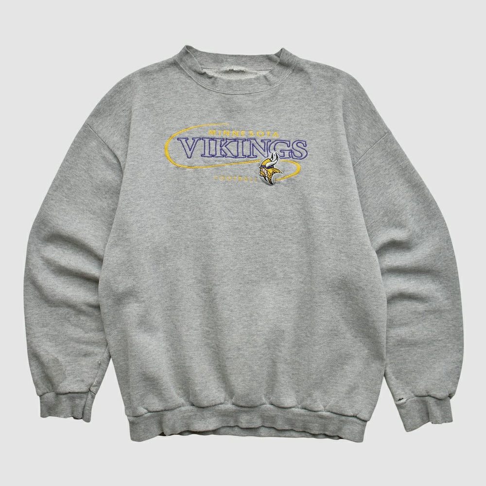 Minnesota Vikings 90s Pullover Sweatshirt Heather Gray Vintage - Fanatics