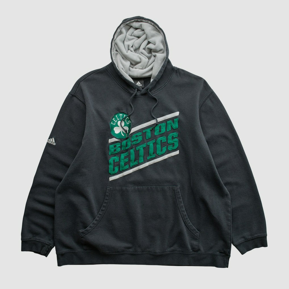 Adidas - Boston Celtics 2010s Hooded Pullover Sweatshirt - Black Vintage
