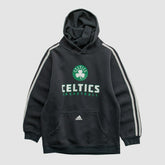 Adidas - Boston Celtics 2010s Hooded Pullover Sweatshirt - Black Vintage