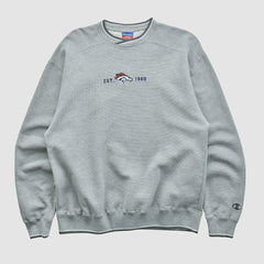 Denver Broncos Champion 2000s Pullover Sweatshirt Heather Gray Vintage - Fanatics