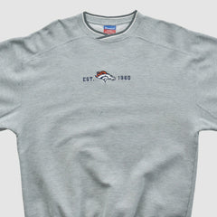 Denver Broncos Champion 2000s Pullover Sweatshirt Heather Gray Vintage - Fanatics