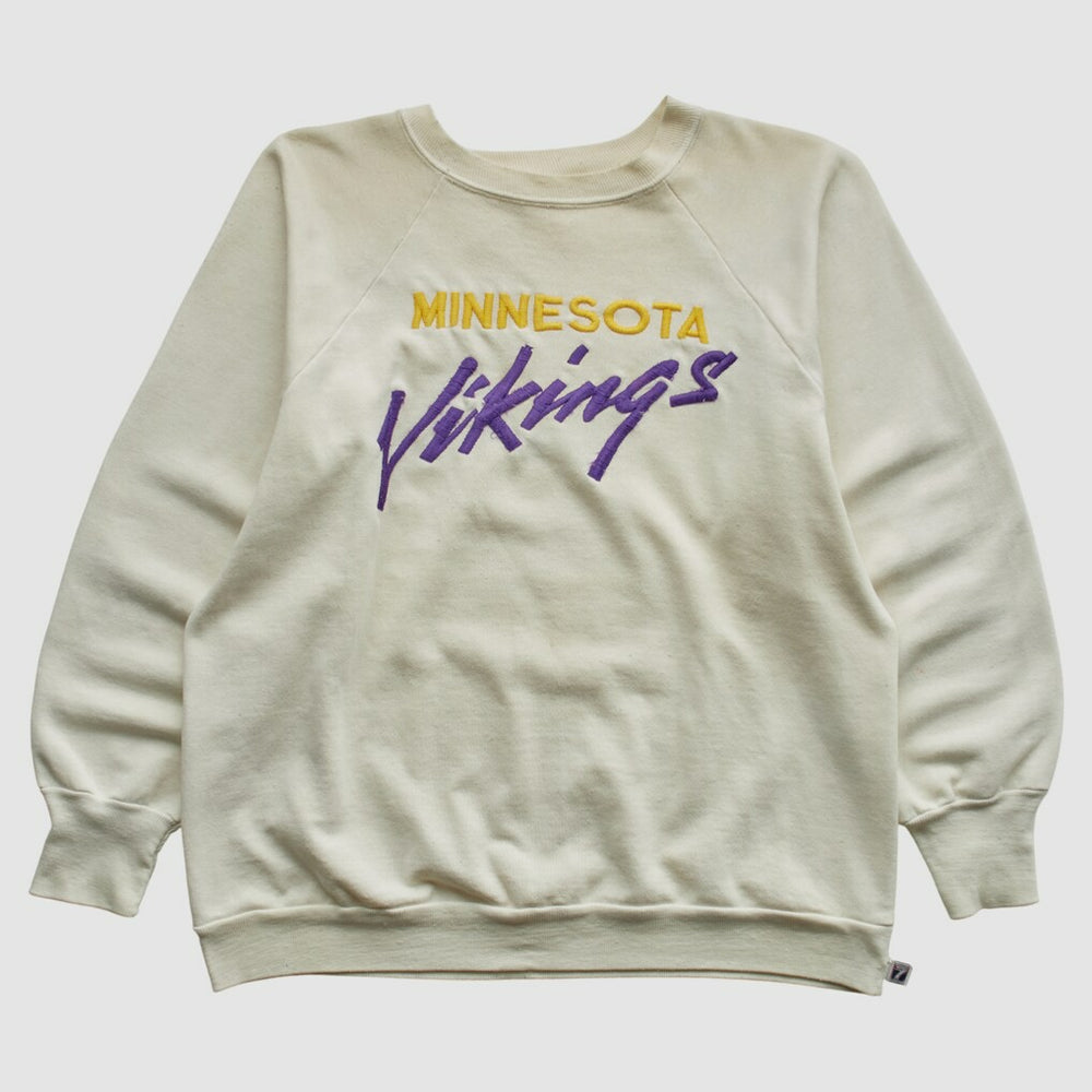 Minnesota Vikings Logo 7 80s Pullover Sweatshirt White Vintage - Fanatics