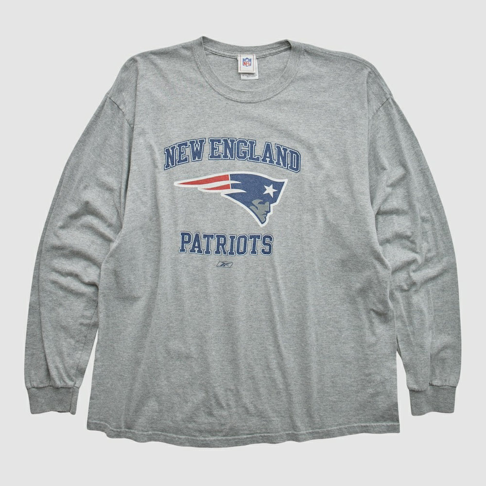 New England Patriots NFL 2000s Long Sleeve T-shirt Heather Gray Vintage - Fanatics