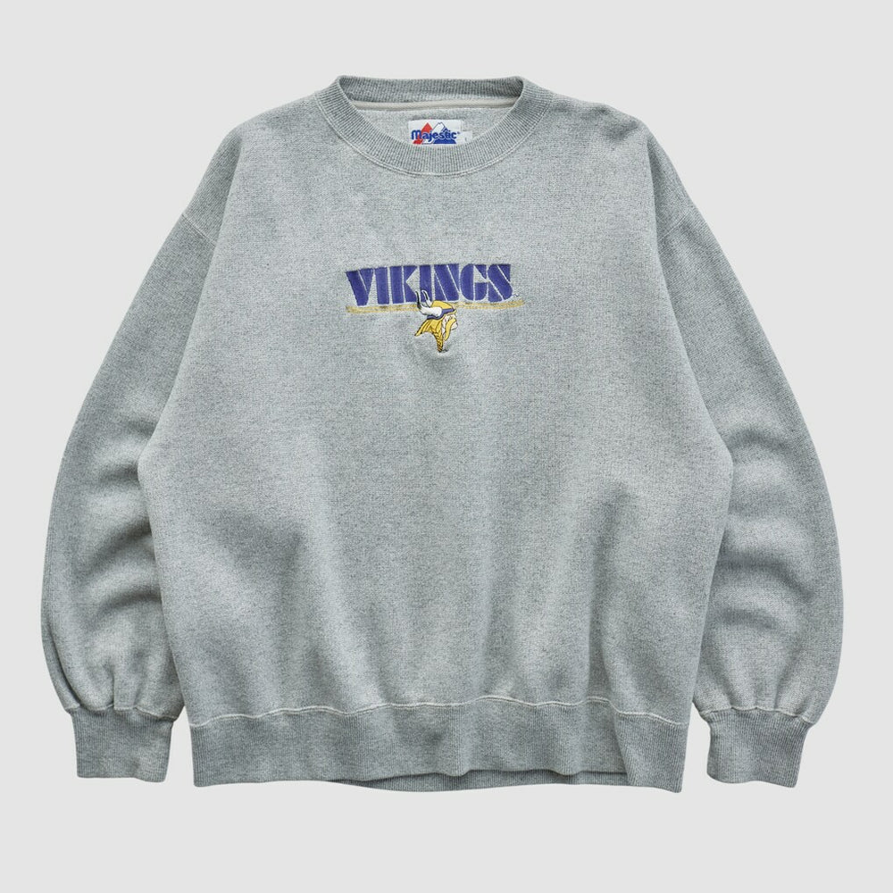 Minnesota Vikings Majestic 2000s Pullover Sweatshirt Heather Gray Vintage - Fanatics