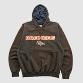 Denver Broncos Majestic 2000s Hooded Pullover Sweatshirt Brown Vintage - Fanatics