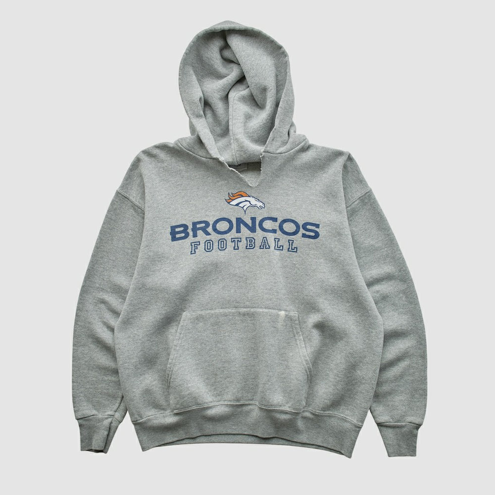 Denver Broncos NFL 2000s Hooded Pullover Sweatshirt Heather Gray Vintage - Fanatics