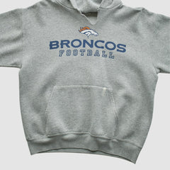 Denver Broncos NFL 2000s Hooded Pullover Sweatshirt Heather Gray Vintage - Fanatics
