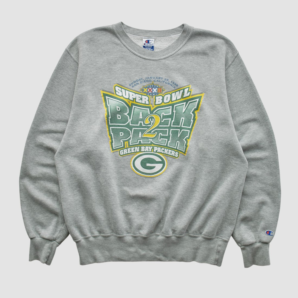 Green Bay Packers Champion 1998 Pullover Sweatshirt Heather Gray Vintage - Fanatics