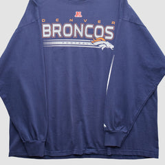 Denver Broncos NFL 2000s Long Sleeve T-shirt Navy Vintage - Fanatics