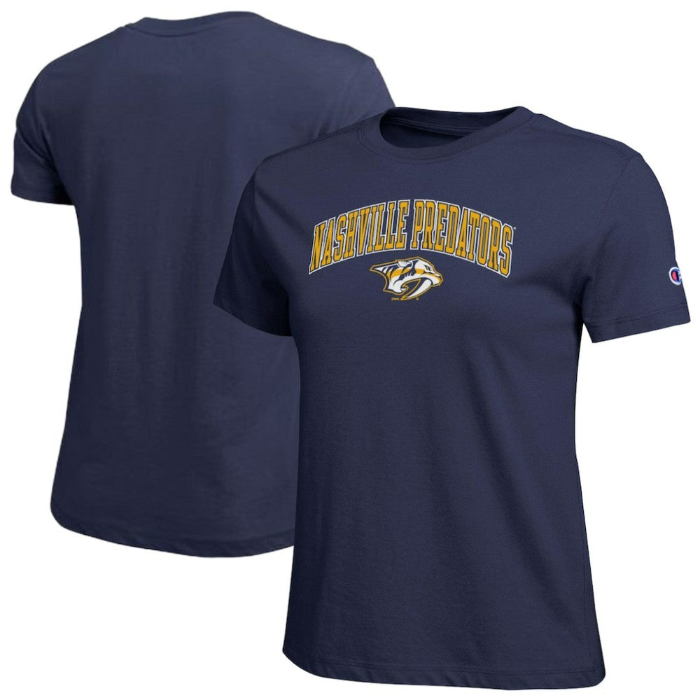 Nashville Predators - Champion Women's Arch Mascot Logo T-Shirt Navy