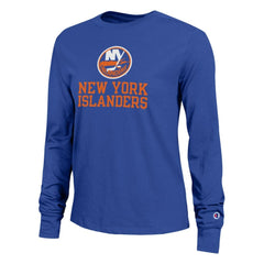 New York Islanders - Champion Women's Wordmark Lockup Long Sleeve T-Shirt Royal