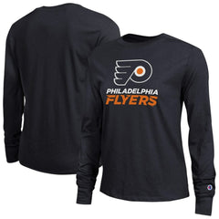 Philadelphia Flyers - Champion Women's Wordmark Lockup Long Sleeve T-Shirt Black