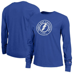 Tampa Bay Lightning - Champion Women's Wordmark Lockup Long Sleeve T-Shirt Royal
