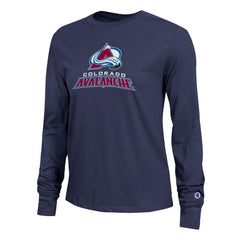 Colorado Avalanche - Champion Women's Wordmark Lockup Long Sleeve T-Shirt Navy
