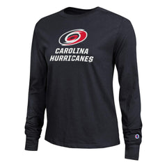 Carolina Hurricanes - Champion Women's Wordmark Lockup Long Sleeve T-Shirt Black