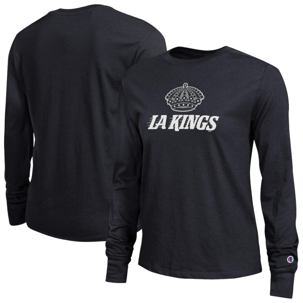 Los Angeles Kings - Champion Women's Wordmark Lockup Long Sleeve T-Shirt Black