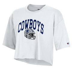 Dallas Cowboys Champion Women's Boyfriend Cropped T-Shirt White - NFL