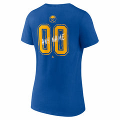 Buffalo Sabres - Women's Hustle Personalized Name & Number V-Neck T-Shirt Royal