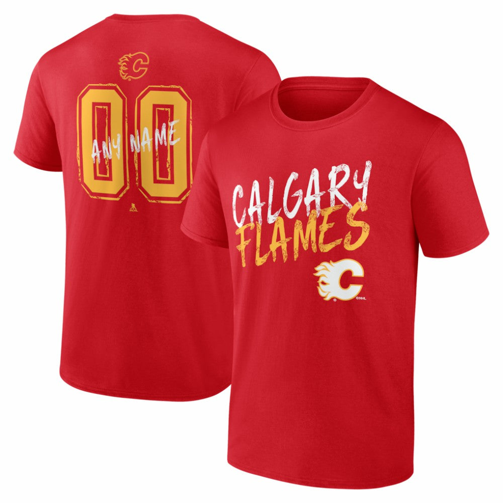 Calgary Flames - Big & Tall Hustle Personalized Name & Number T-Shirt Red