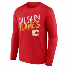 Calgary Flames - Hustle Personalized Name & Number Long Sleeve T-Shirt Red