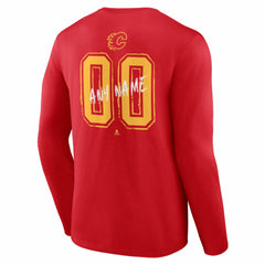 Calgary Flames - Hustle Personalized Name & Number Long Sleeve T-Shirt Red