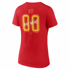 Calgary Flames - Women's Hustle Personalized Name & Number V-Neck T-Shirt Red