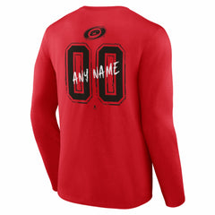 Carolina Hurricanes - Hustle Personalized Name & Number Long Sleeve T-Shirt Red