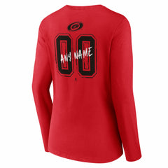 Carolina Hurricanes - Women's Hustle Personalized Name & Number Long Sleeve V-Neck T-Shirt Red