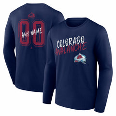 Colorado Avalanche - Hustle Personalized Name & Number Long Sleeve T-Shirt Navy