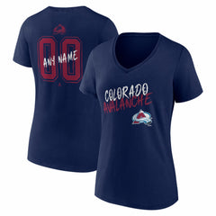 Colorado Avalanche - Women's Hustle Personalized Name & Number V-Neck T-Shirt Navy