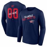 Columbus Blue Jackets - Hustle Personalized Name & Number Long Sleeve T-Shirt Navy