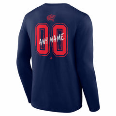 Columbus Blue Jackets - Hustle Personalized Name & Number Long Sleeve T-Shirt Navy