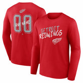 Detroit Red Wings - Hustle Personalized Name & Number Long Sleeve T-Shirt Red