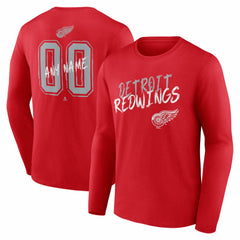 Detroit Red Wings - Hustle Personalized Name & Number Long Sleeve T-Shirt Red