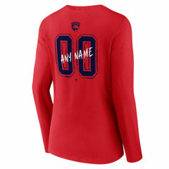Florida Panthers - Women's Hustle Personalized Name & Number Long Sleeve V-Neck T-Shirt Red