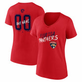 Florida Panthers - Women's Hustle Personalized Name & Number V-Neck T-Shirt Red