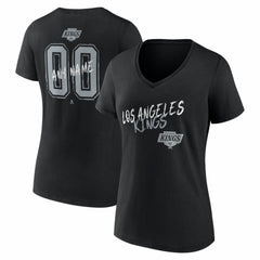 Los Angeles Kings - Women's Hustle Personalized Name & Number V-Neck T-Shirt Black