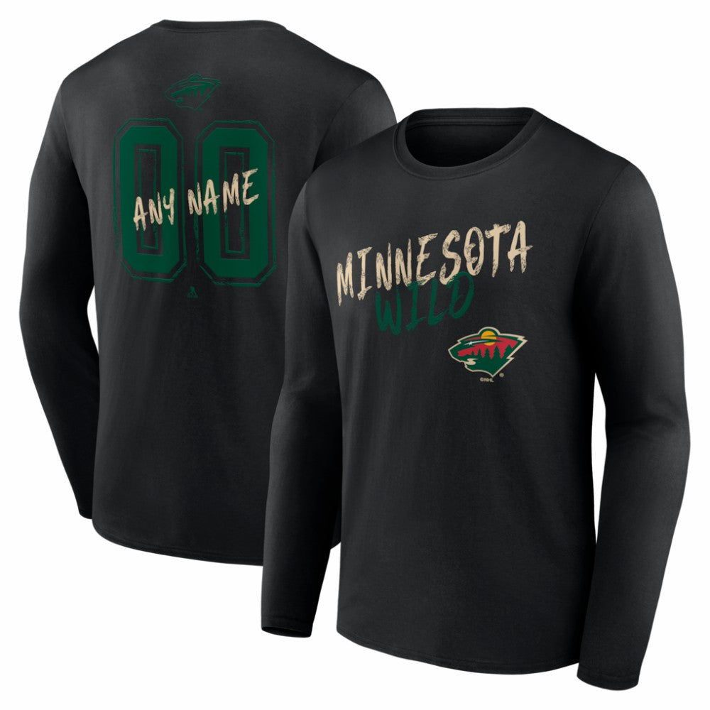Minnesota Wild - Hustle Personalized Name & Number Long Sleeve T-Shirt Black