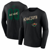 Minnesota Wild - Hustle Personalized Name & Number Long Sleeve T-Shirt Black