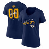 Nashville Predators - Women's Hustle Personalized Name & Number V-Neck T-Shirt Navy