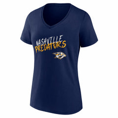 Nashville Predators - Women's Hustle Personalized Name & Number V-Neck T-Shirt Navy