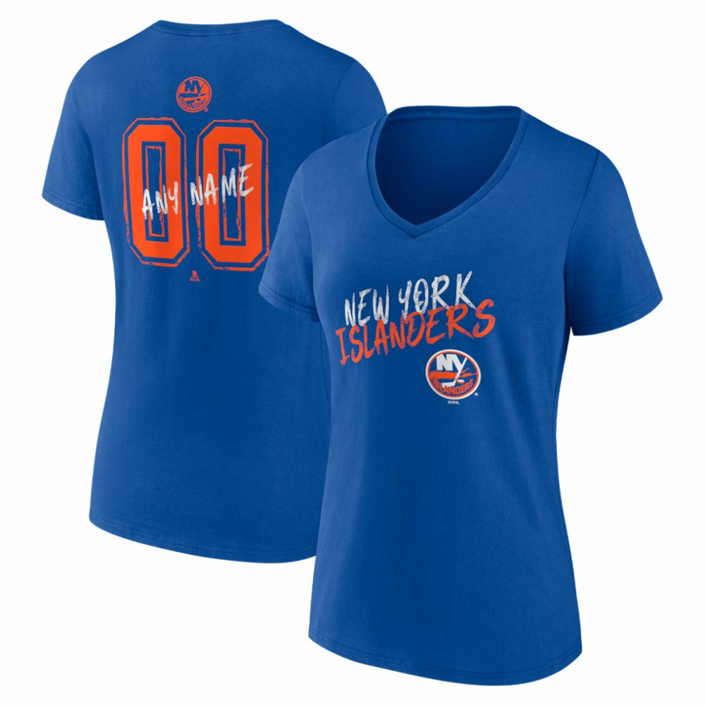 New York Islanders - Women's Hustle Personalized Name & Number V-Neck T-Shirt Royal