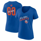 New York Islanders - Women's Hustle Personalized Name & Number V-Neck T-Shirt Royal