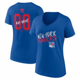 New York Rangers Women's Hustle Personalized Name & Number V-Neck T-Shirt Blue