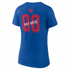 New York Rangers Women's Hustle Personalized Name & Number V-Neck T-Shirt Blue