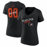 Philadelphia Flyers - Women's Hustle Personalized Name & Number V-Neck T-Shirt Black