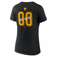 Pittsburgh Penguins Women's Hustle Personalized Name & Number V-Neck T-Shirt Black