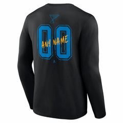 St. Louis Blues - Hustle Personalized Name & Number Long Sleeve T-Shirt Black