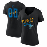 St. Louis Blues - Women's Hustle Personalized Name & Number V-Neck T-Shirt Black